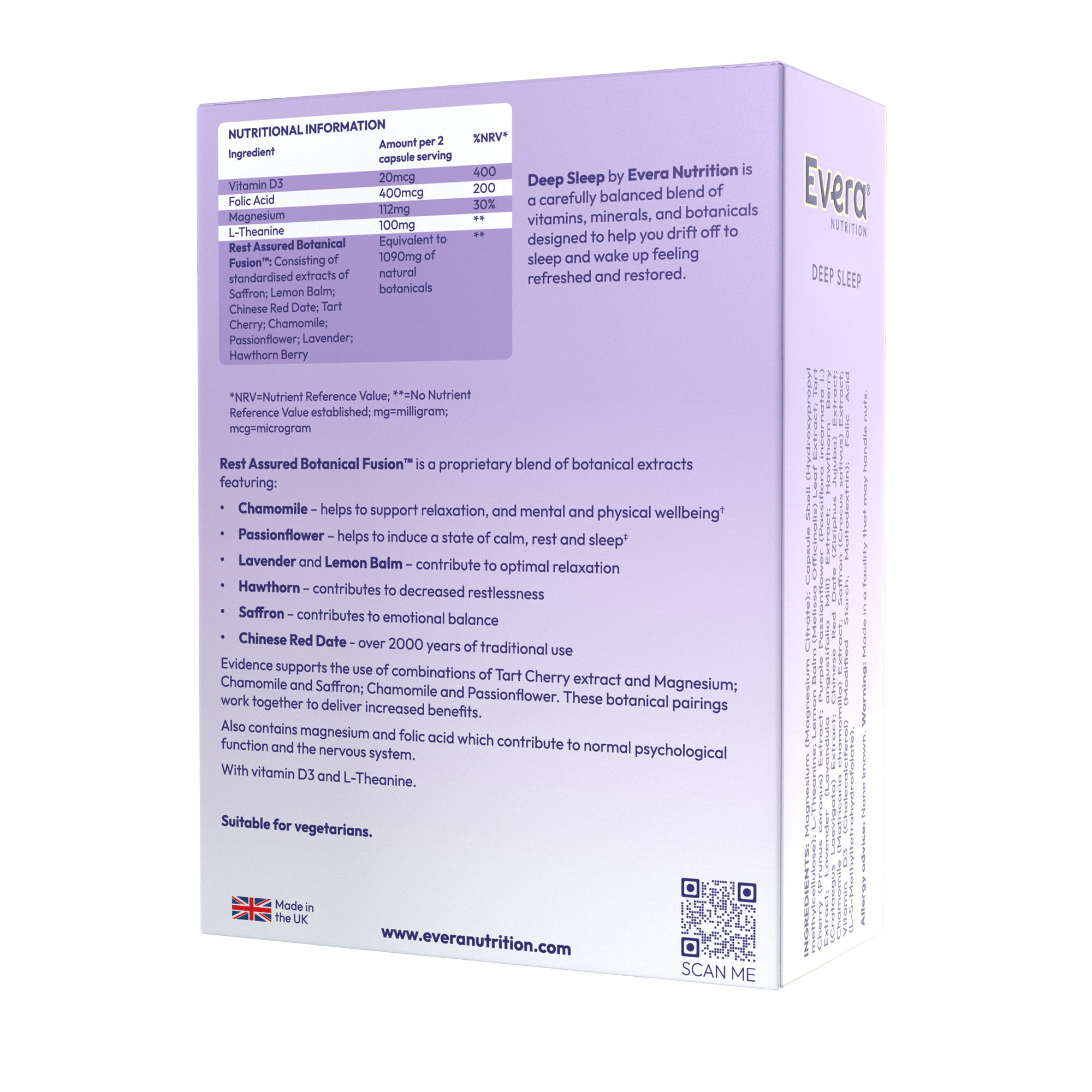 Evera Nutrition Deep Sleep nutritional information