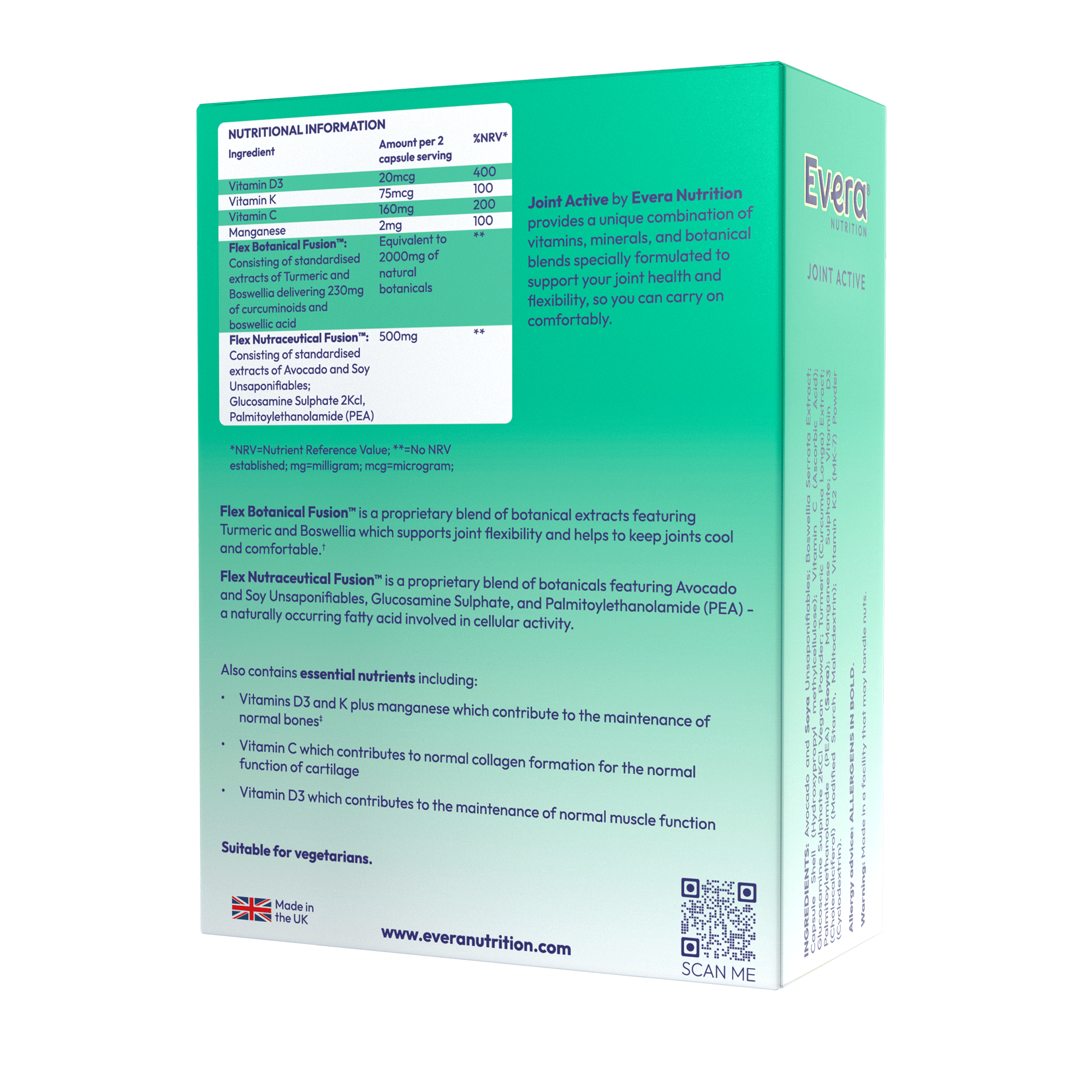 Evera Nutrition Joint Active nutritional information