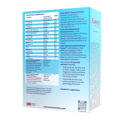 Evera Nutrition Calm Mind nutritional information