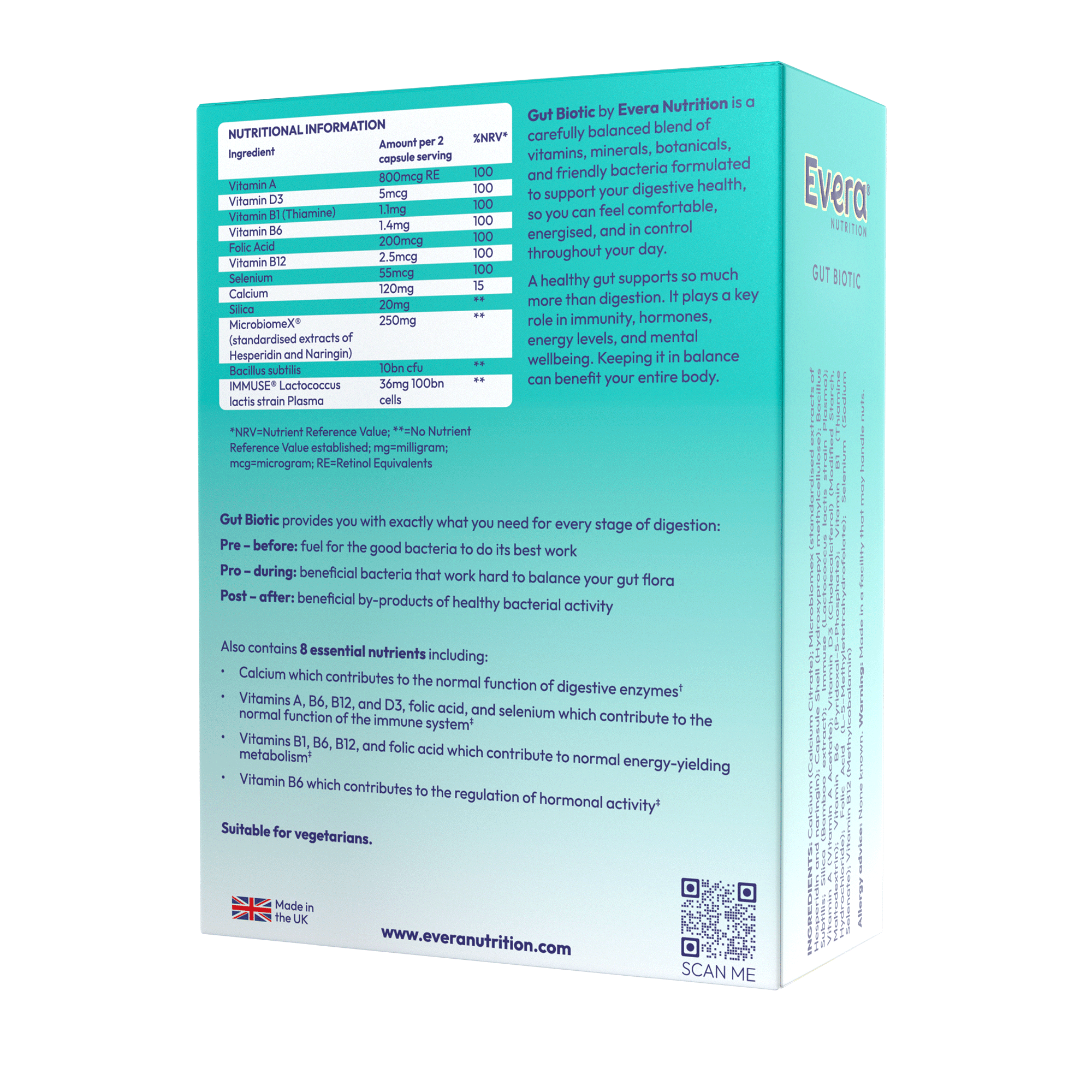 Evera Nutrition Gut Biotic nutritional information