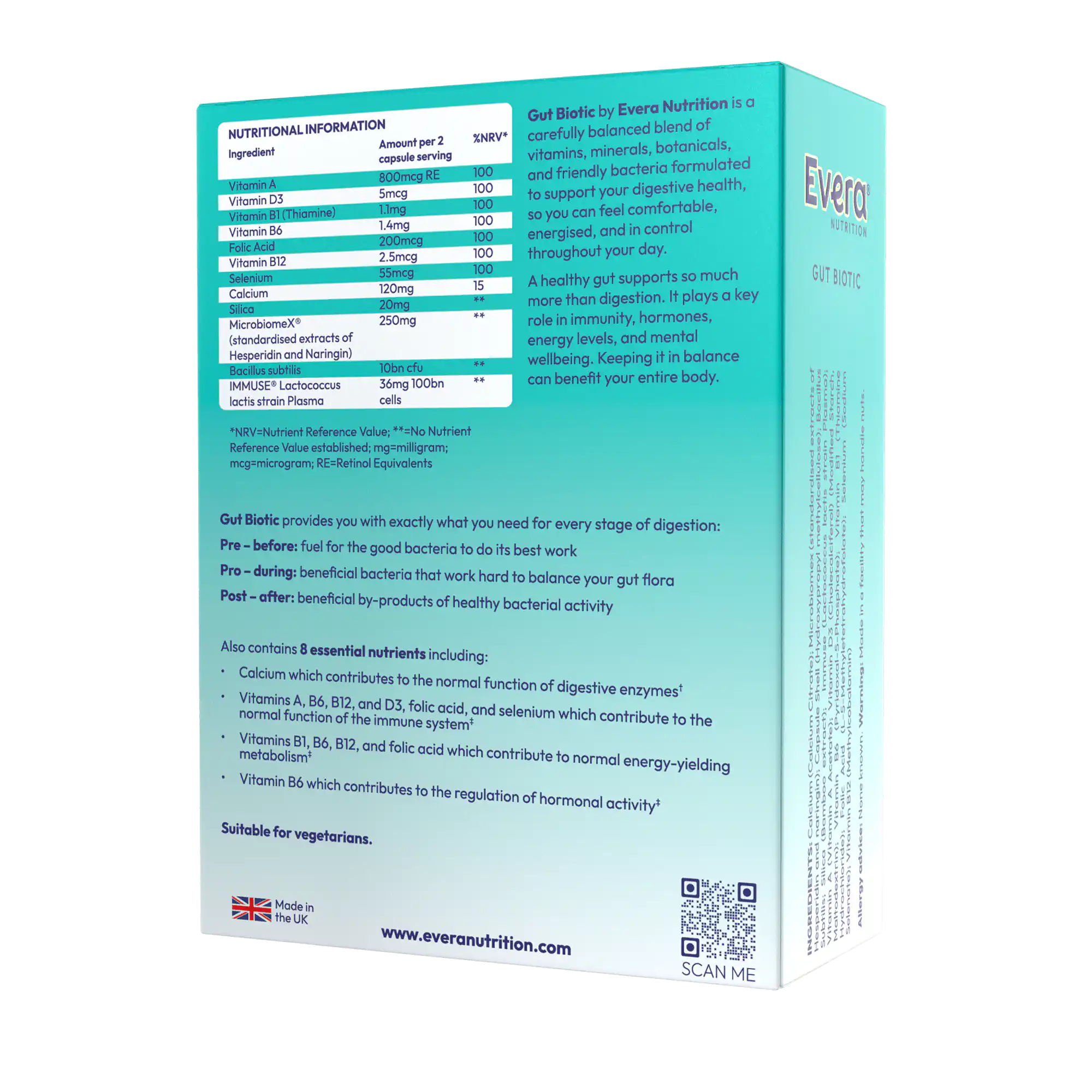 Evera Nutrition Gut Biotic nutritional information