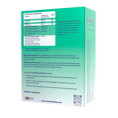 Evera Nutrition Joint Active nutritional information 