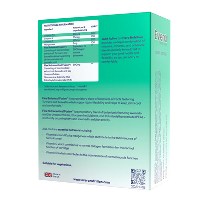Evera Nutrition Joint Active nutritional information 