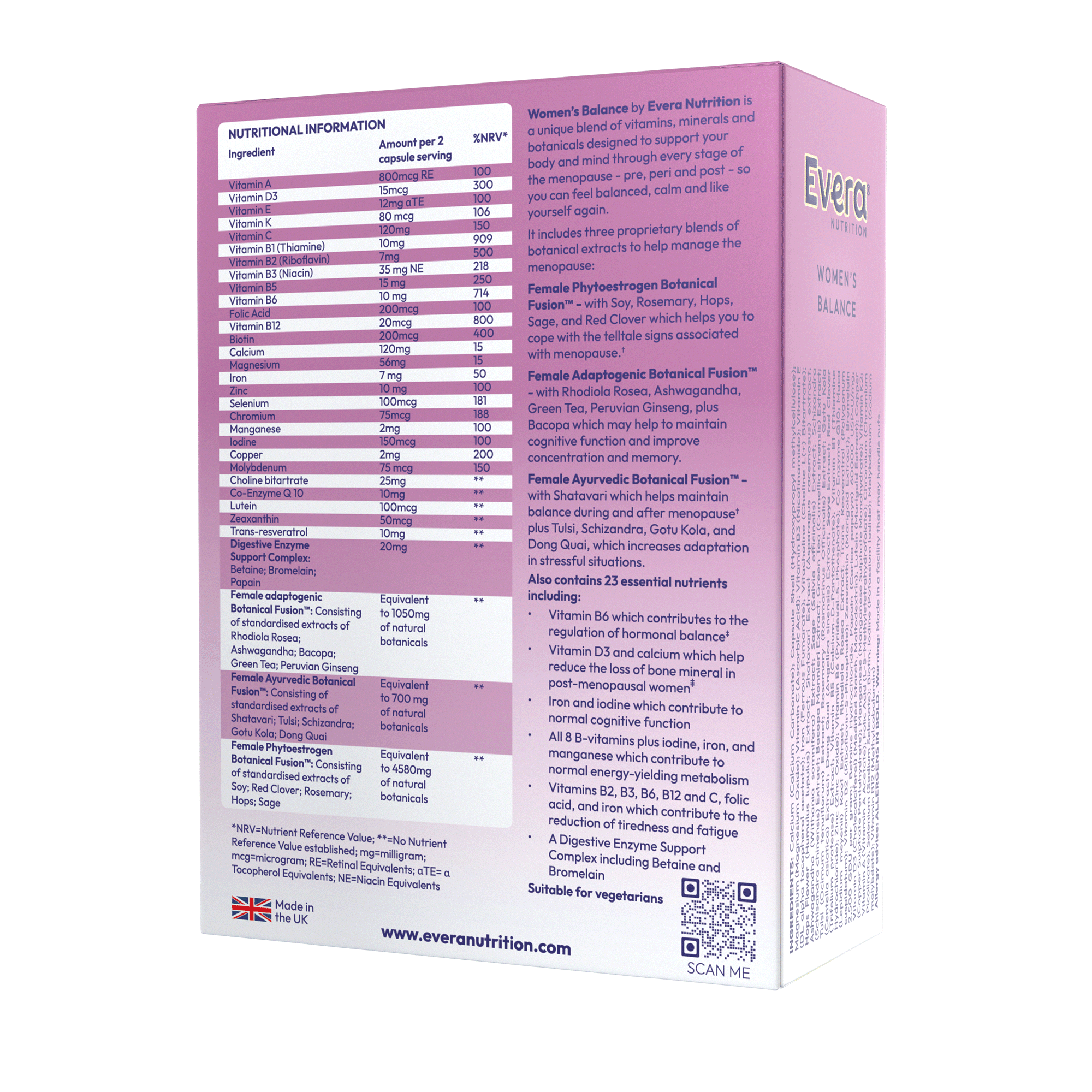 Evera Nutrition Women's Balance nutritional information